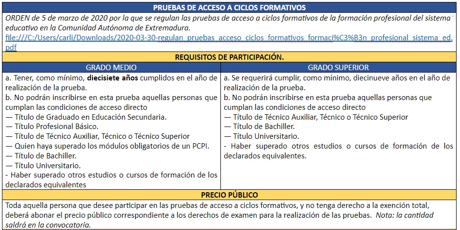 PRUEBAS DE ACCESO A CICLOS FORMATIVOS 1