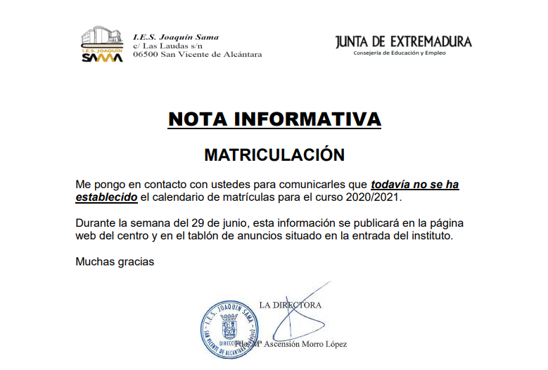 NOTA INFOR MATRI